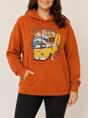 Rust Orange  Cotton California Hoodie Xl